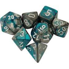 Mini Chessex 7-Die Set: Steel-Teal/ White | Rock City Comics