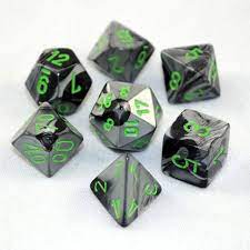 Mini Chessex 7-Die Set: Black-Grey/ Green | Rock City Comics