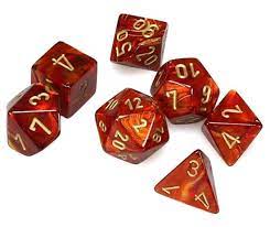 Mini Chessex 7-Die Set: Scarlet/ Gold | Rock City Comics