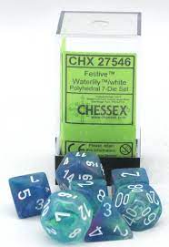 Chessex 7-Die set Waterlily/ White | Rock City Comics