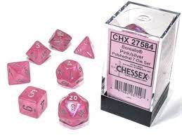 Chessex 7-Die set Pink/ Silver | Rock City Comics