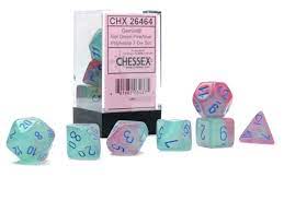 Chessex 7-Die set Gel Green-Pink/ Blue | Rock City Comics