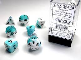 Chessex 7-Die set Teal-White/ Black | Rock City Comics