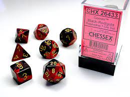 Chessex 7-Die set Black-Red/ Gold | Rock City Comics