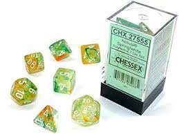 Chessex 7-Die set Spring/ White | Rock City Comics