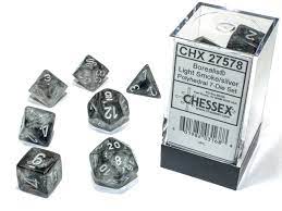 Chessex 7-Die set Light Smoke/ Silver | Rock City Comics