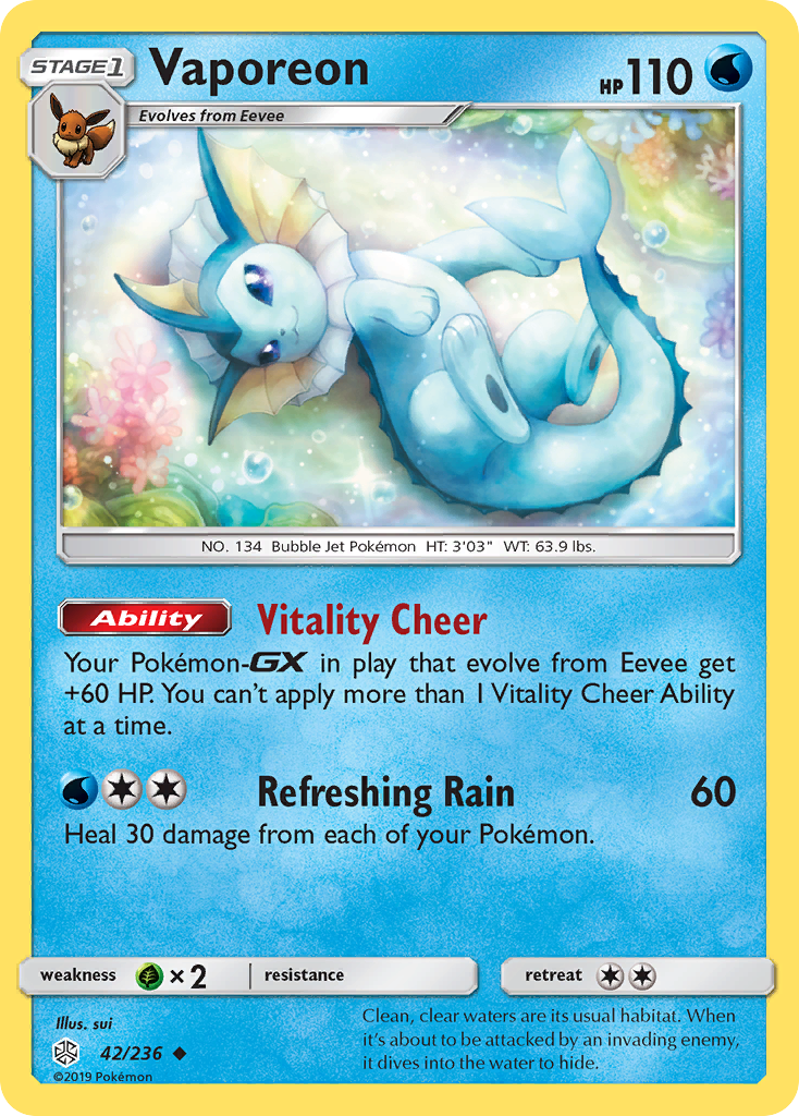 Vaporeon (42/236) [Sun & Moon: Cosmic Eclipse] | Rock City Comics