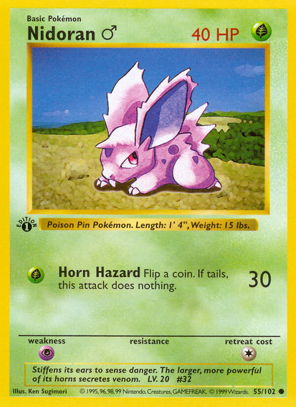 Nidoran (55/102) (Male) (Shadowless) [Base Set 1st Edition] | Rock City Comics