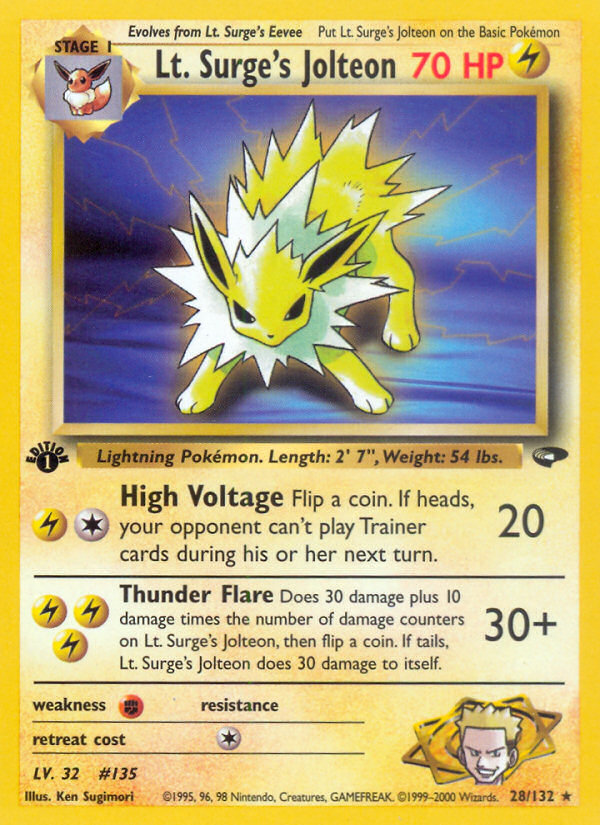 Lt. Surge's Jolteon (28/132) [Gym Challenge 1st Edition] | Rock City Comics