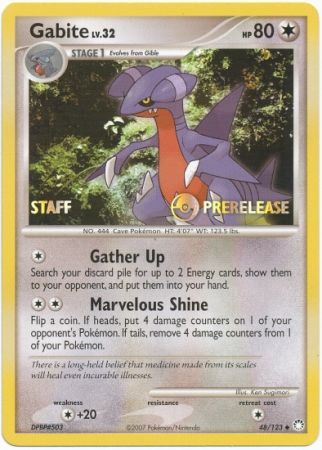 Gabite (48/123) (Staff Prerelease Promo) [Diamond & Pearl: Black Star Promos] | Rock City Comics