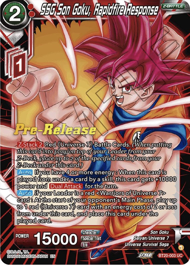 SSG Son Goku, Rapidfire Response (BT20-003) [Power Absorbed Prerelease Promos] | Rock City Comics