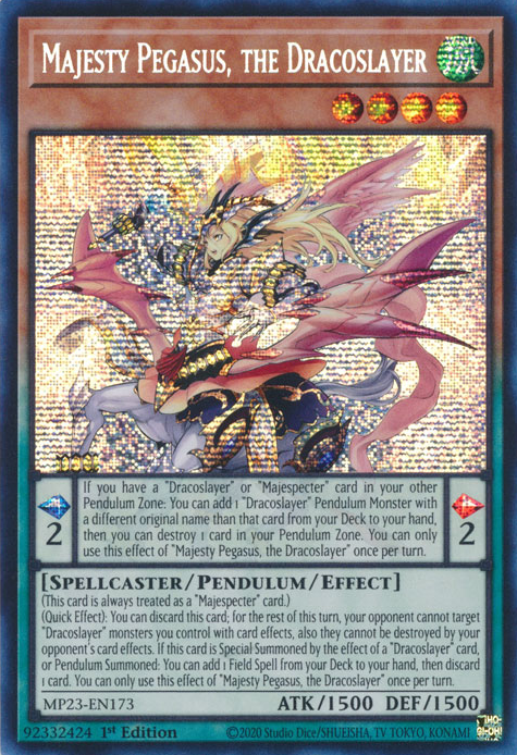 Majesty Pegasus, the Dracoslayer [MP23-EN173] Prismatic Secret Rare | Rock City Comics