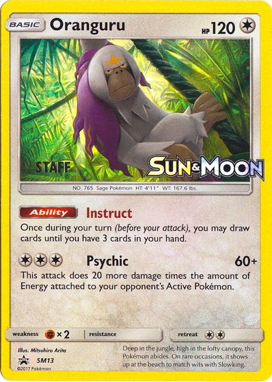 Oranguru (SM13) (Staff Prerelease Promo) [Sun & Moon: Black Star Promos] | Rock City Comics