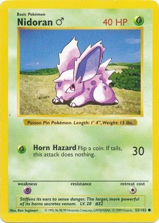 Nidoran (55/102) (Male) [Base Set Shadowless Unlimited] | Rock City Comics