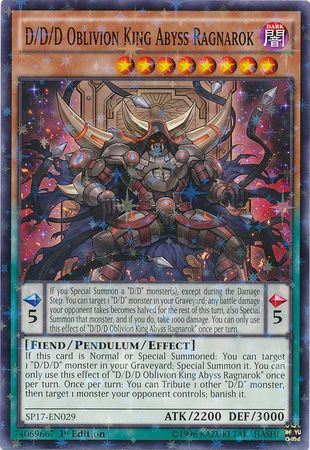 D/D/D Oblivion King Abyss Ragnarok [SP17-EN029] Starfoil Rare | Rock City Comics