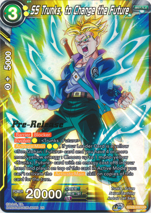 SS Trunks, to Change the Future (BT13-102) [Supreme Rivalry Prerelease Promos] | Rock City Comics