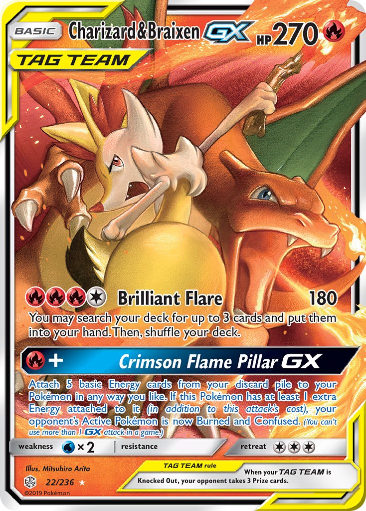 Charizard & Braixen GX (22/236) [Sun & Moon: Cosmic Eclipse] | Rock City Comics