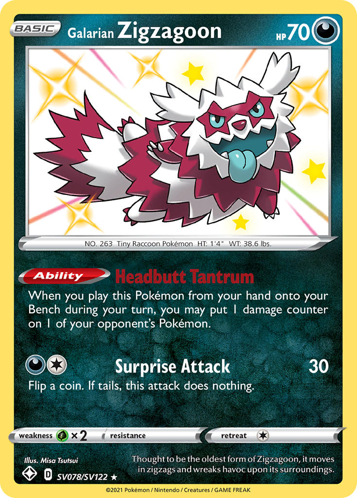 Galarian Zigzagoon (SV078/SV122) [Sword & Shield: Shining Fates] | Rock City Comics