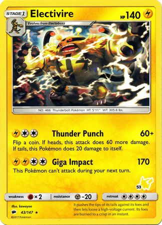 Electivire (43/147) (Pikachu Stamp #53) [Battle Academy 2020] | Rock City Comics