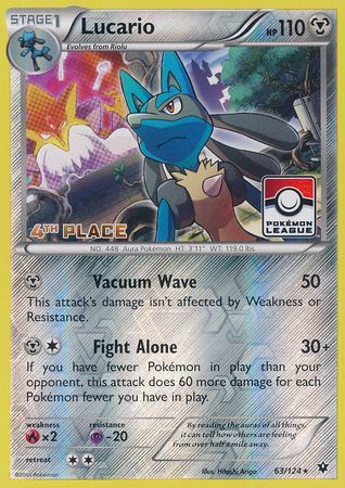 Lucario (63/124) (League Promo 4th Place) [XY: Fates Collide] | Rock City Comics