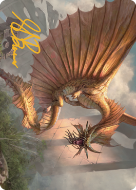 Ancient Gold Dragon Art Card (28) (Gold-Stamped Signature) [Commander Legends: Battle for Baldur's Gate Art Series] | Rock City Comics