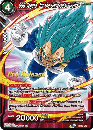 SSB Vegeta, for the Universe's Survival (BT16-012) [Realm of the Gods Prerelease Promos] | Rock City Comics