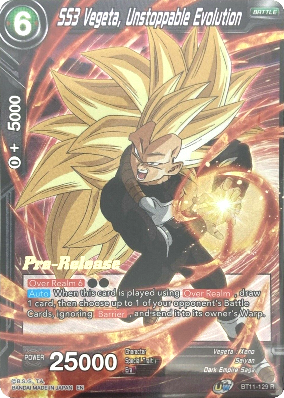 SS3 Vegeta, Unstoppable Evolution (BT11-129) [Vermilion Bloodline Prerelease Promos] | Rock City Comics