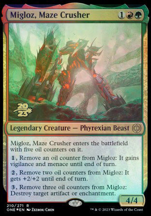 Migloz, Maze Crusher [Phyrexia: All Will Be One Prerelease Promos] | Rock City Comics