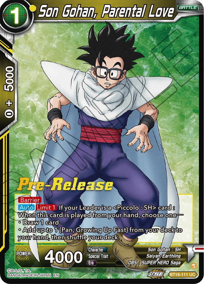 Son Gohan, Parental Love (BT18-111) [Dawn of the Z-Legends Prerelease Promos] | Rock City Comics