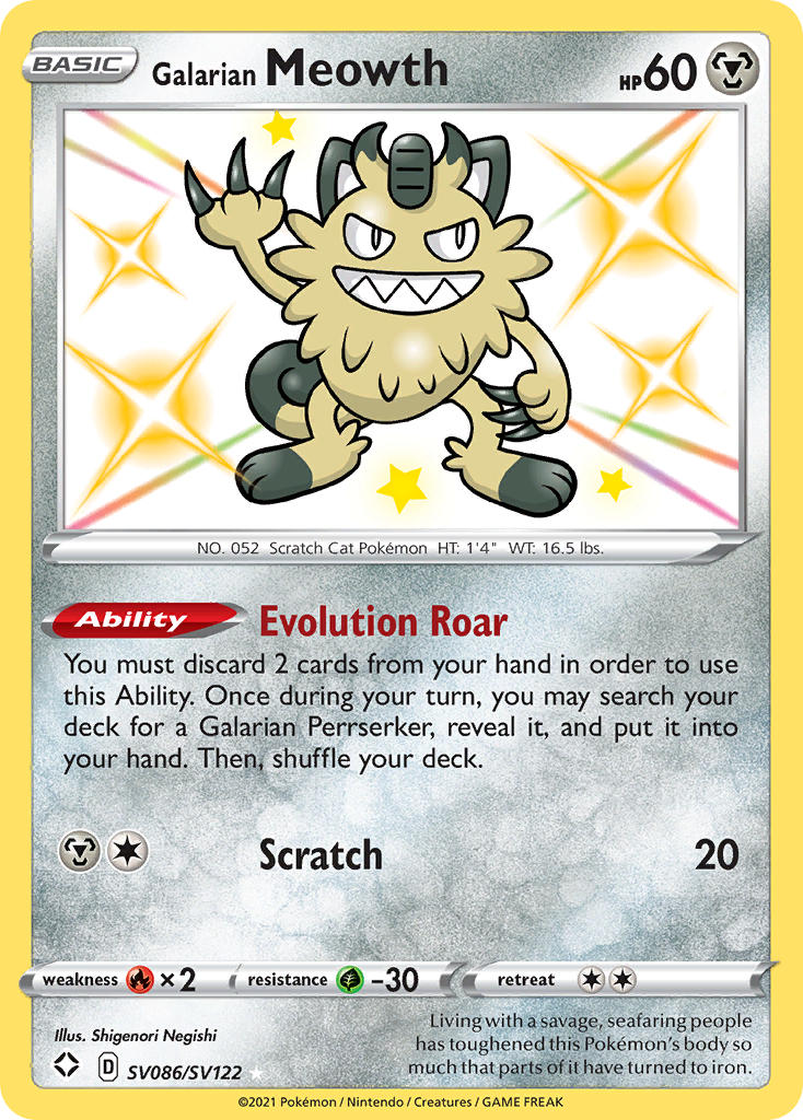 Galarian Meowth (SV086/SV122) [Sword & Shield: Shining Fates] | Rock City Comics