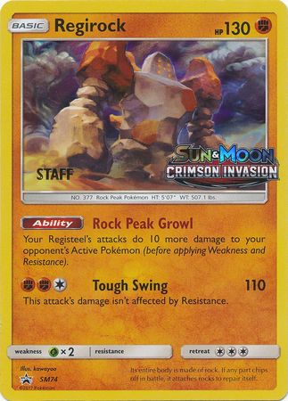 Regirock (SM74) (Staff Prerelease Promo) [Sun & Moon: Black Star Promos] | Rock City Comics