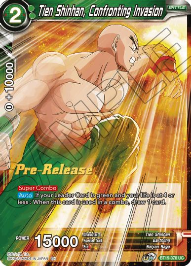 Tien Shinhan, Confronting Invasion (BT15-078) [Saiyan Showdown Prerelease Promos] | Rock City Comics