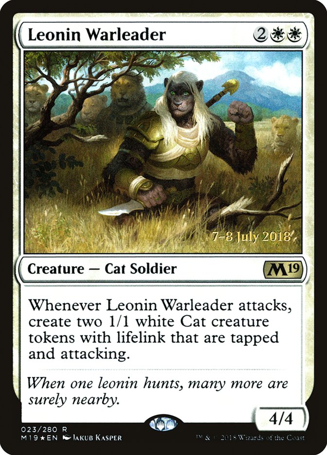 Leonin Warleader  [Core Set 2019 Prerelease Promos] | Rock City Comics