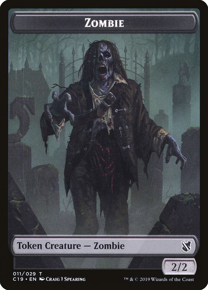 Zombie (010) // Zombie (011) Double-sided Token [Commander 2019 Tokens] | Rock City Comics