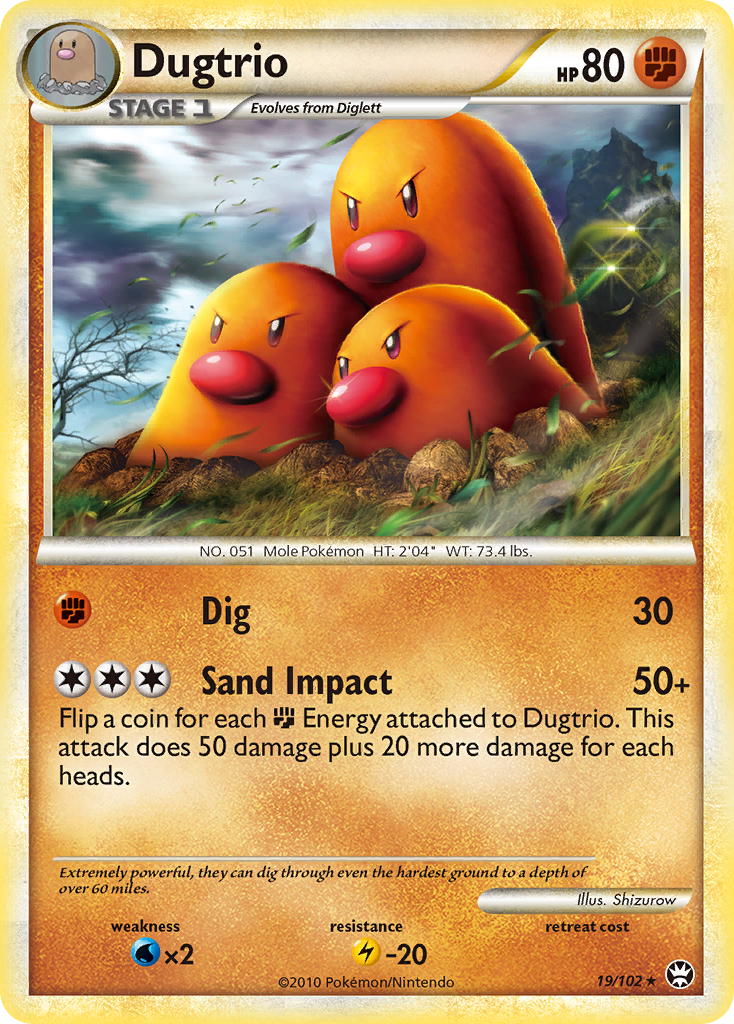 Dugtrio (19/102) [HeartGold & SoulSilver: Triumphant] | Rock City Comics