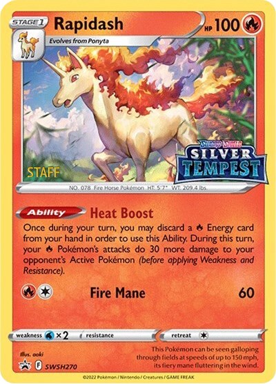 Rapidash (SWSH270) (Prerelease) (Staff) [Sword & Shield: Black Star Promos] | Rock City Comics