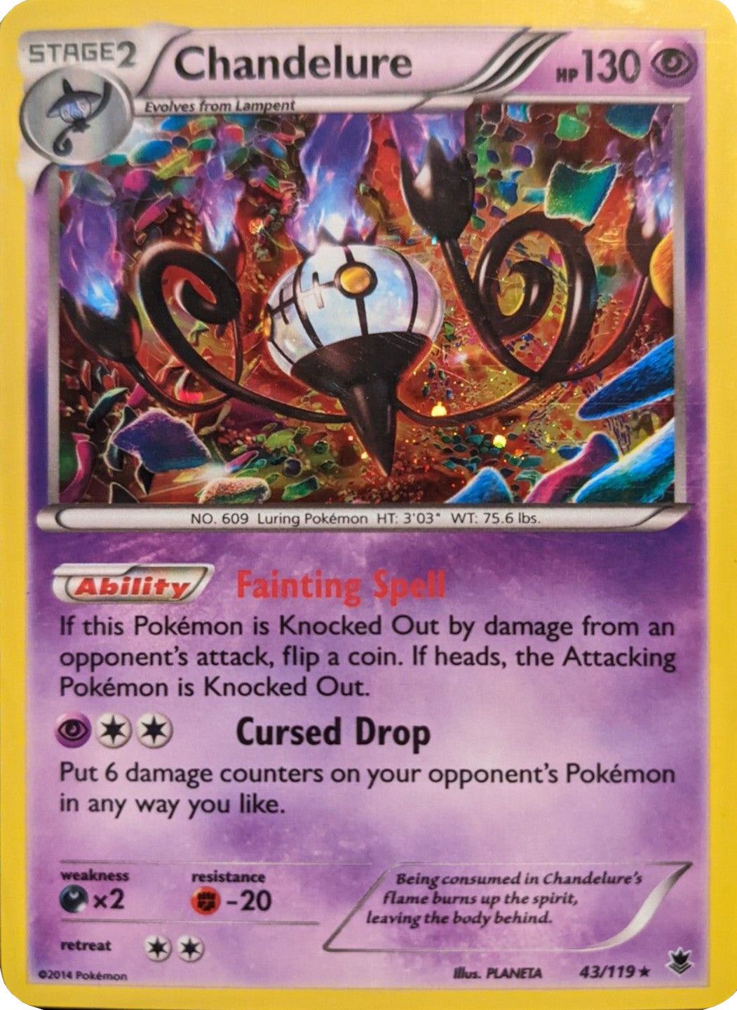 Chandelure (43/119) (Cosmos Holo) [XY: Phantom Forces] | Rock City Comics