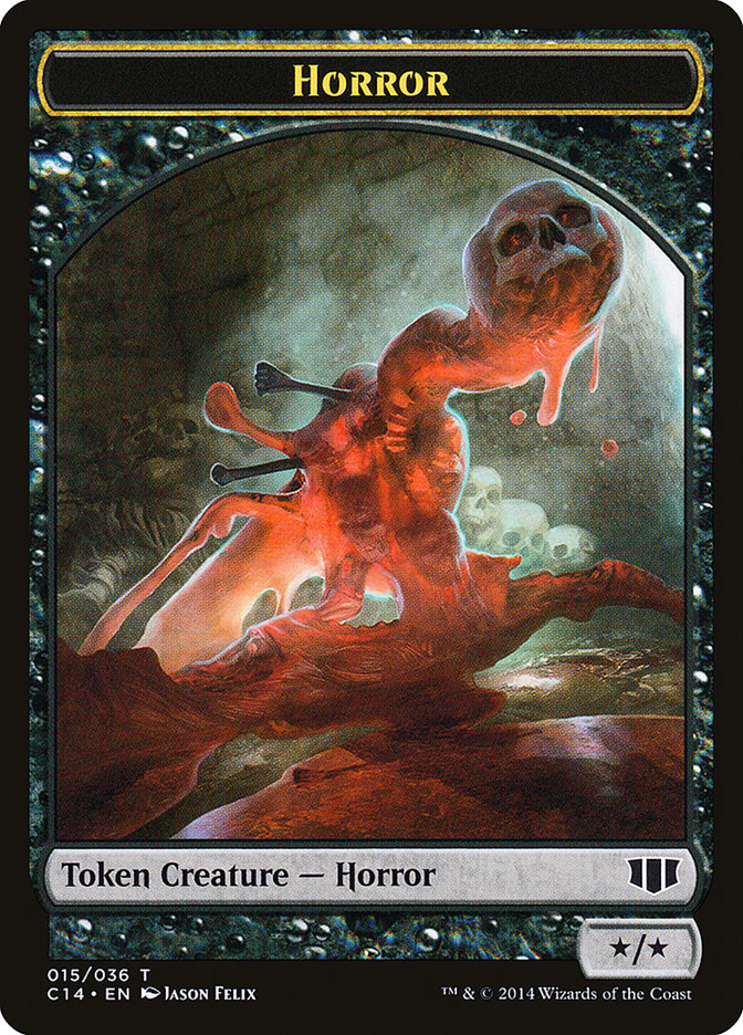 Horror // Zombie (016/036) Double-sided Token [Commander 2014 Tokens] | Rock City Comics