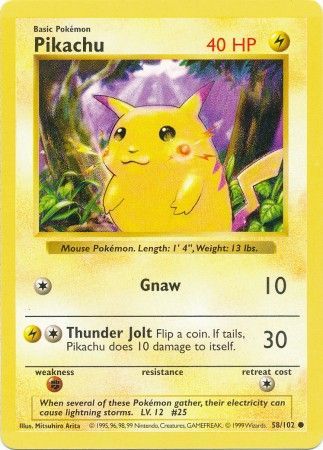 Pikachu (58/102) (Red Cheeks Misprint) [Base Set Shadowless Unlimited] | Rock City Comics