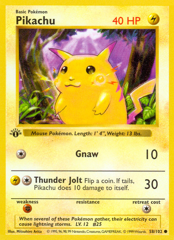 Pikachu (58/102) (Shadowless) [Base Set 1st Edition] | Rock City Comics