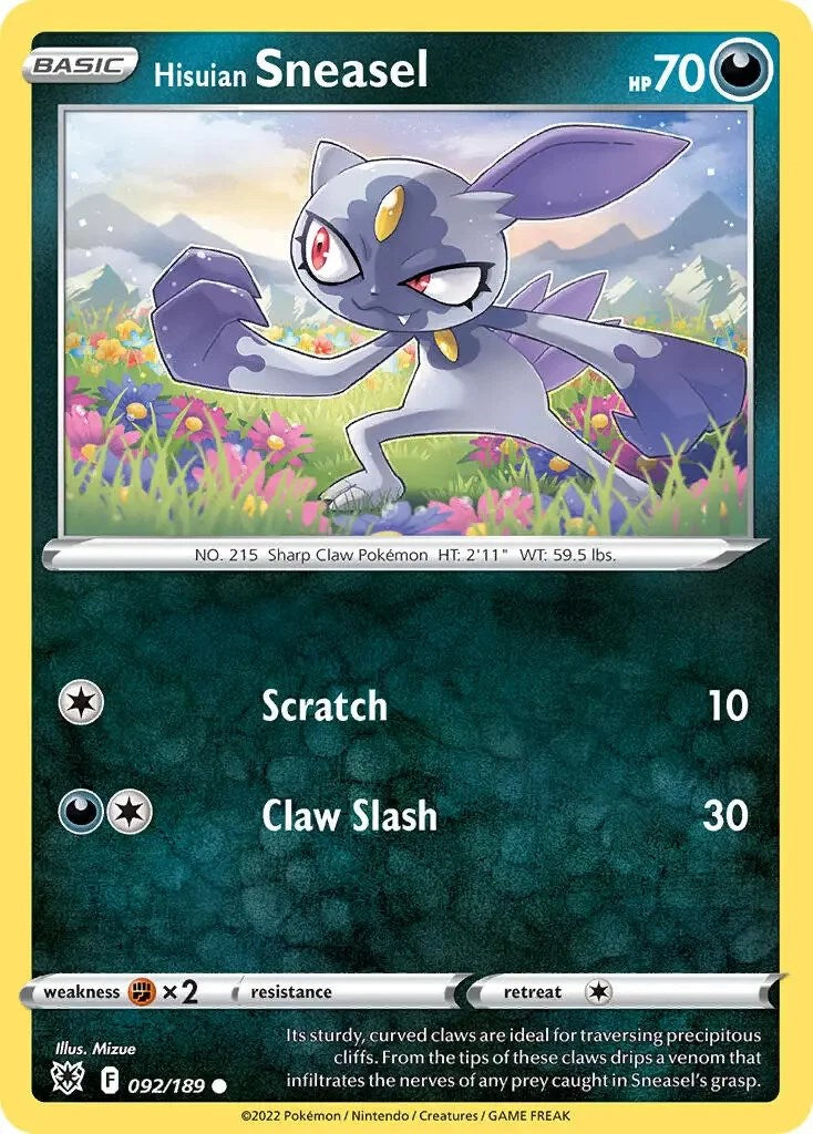 Hisuian Sneasel (092/189) (Theme Deck Exclusive) [Sword & Shield: Astral Radiance] | Rock City Comics