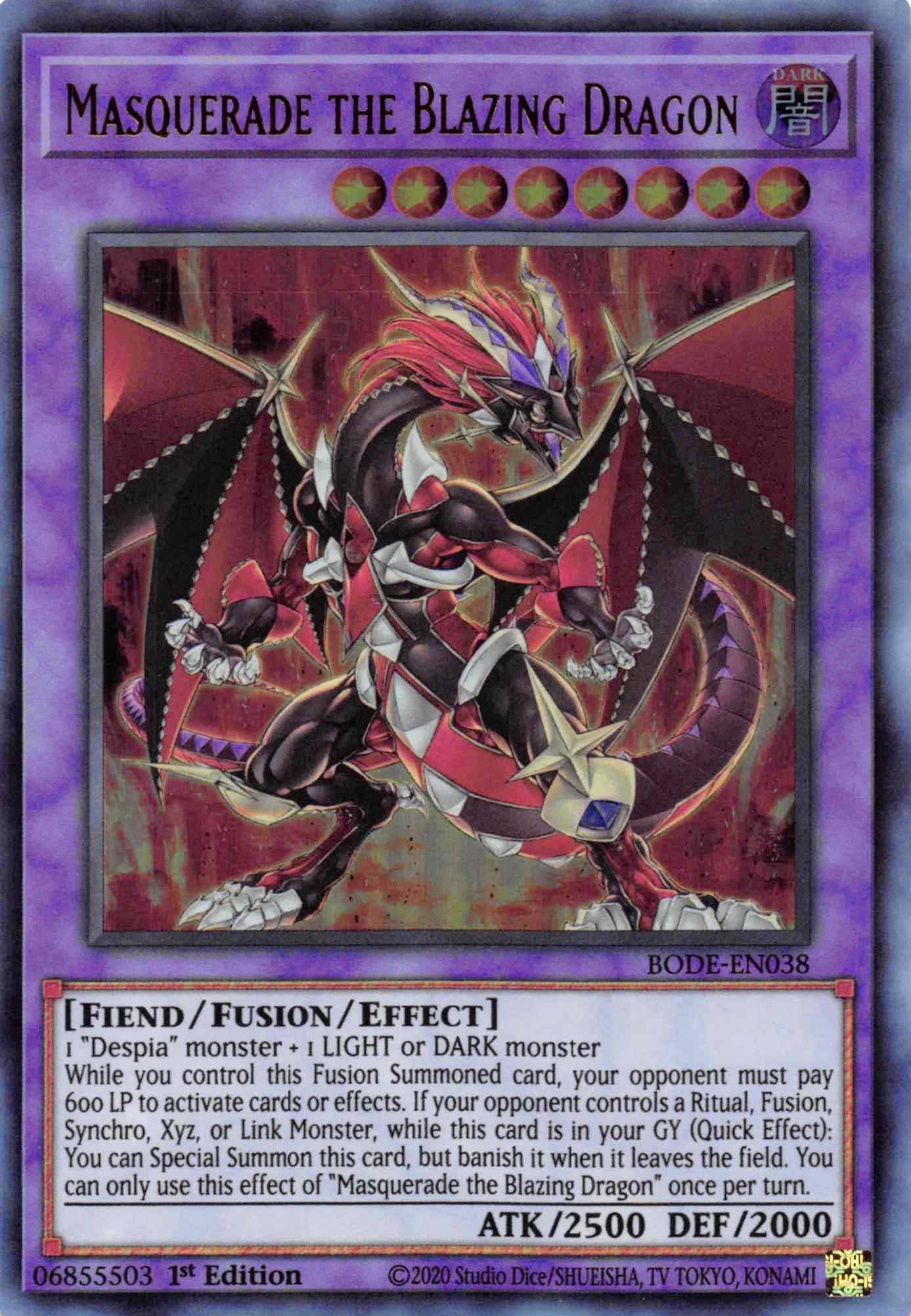 Masquerade the Blazing Dragon [BODE-EN038] Ultra Rare | Rock City Comics