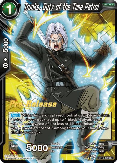 Trunks, Duty of the Time Patrol (BT16-109) [Realm of the Gods Prerelease Promos] | Rock City Comics