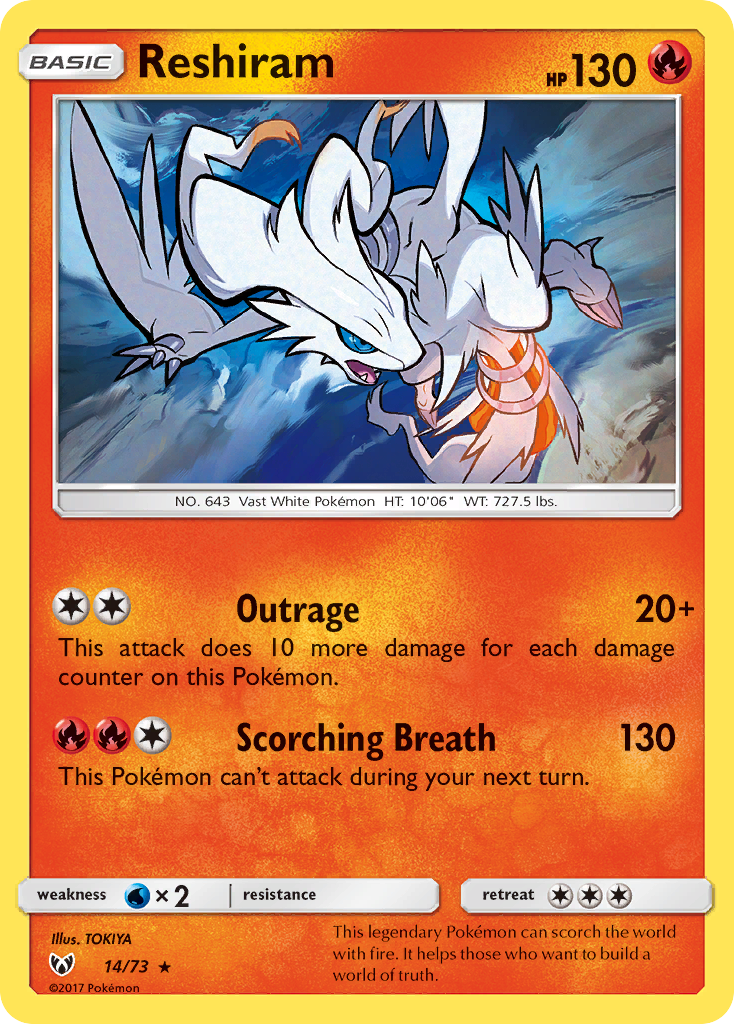 Reshiram (14/73) [Sun & Moon: Shining Legends] | Rock City Comics