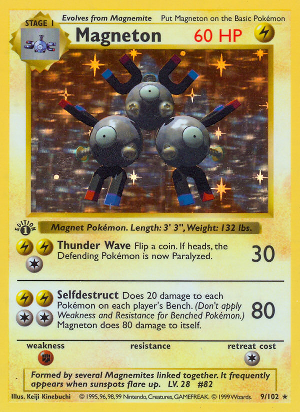 Magneton (9/102) (Shadowless) [Base Set 1st Edition] | Rock City Comics