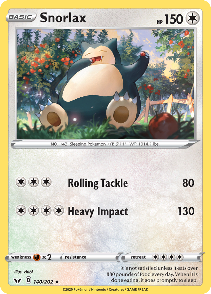 Snorlax (140/202) [Sword & Shield: Base Set] | Rock City Comics