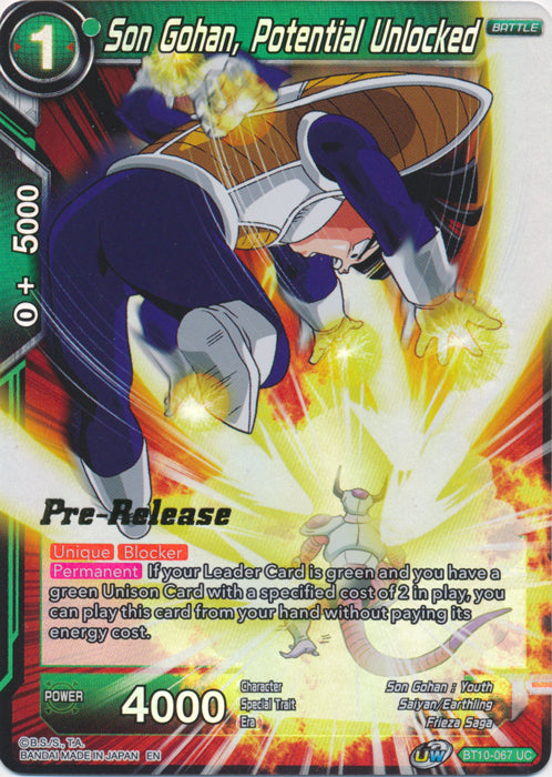 Son Gohan, Potential Unlocked (BT10-067) [Rise of the Unison Warrior Prerelease Promos] | Rock City Comics