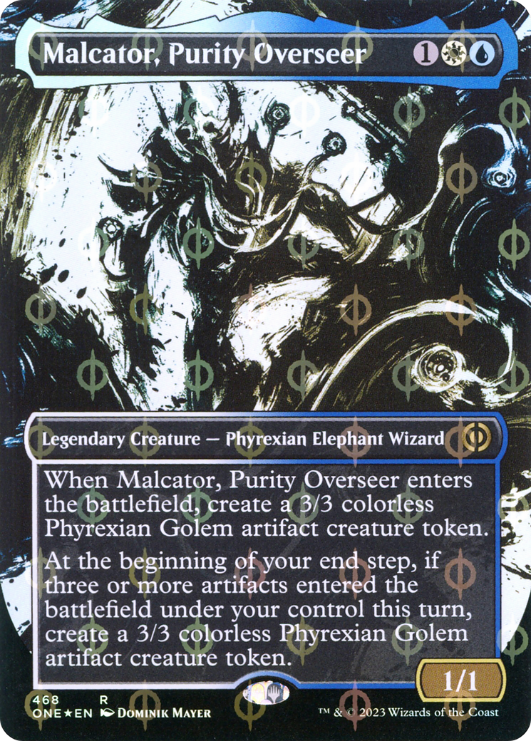 Malcator, Purity Overseer (Borderless Ichor Step-and-Compleat Foil) [Phyrexia: All Will Be One] | Rock City Comics