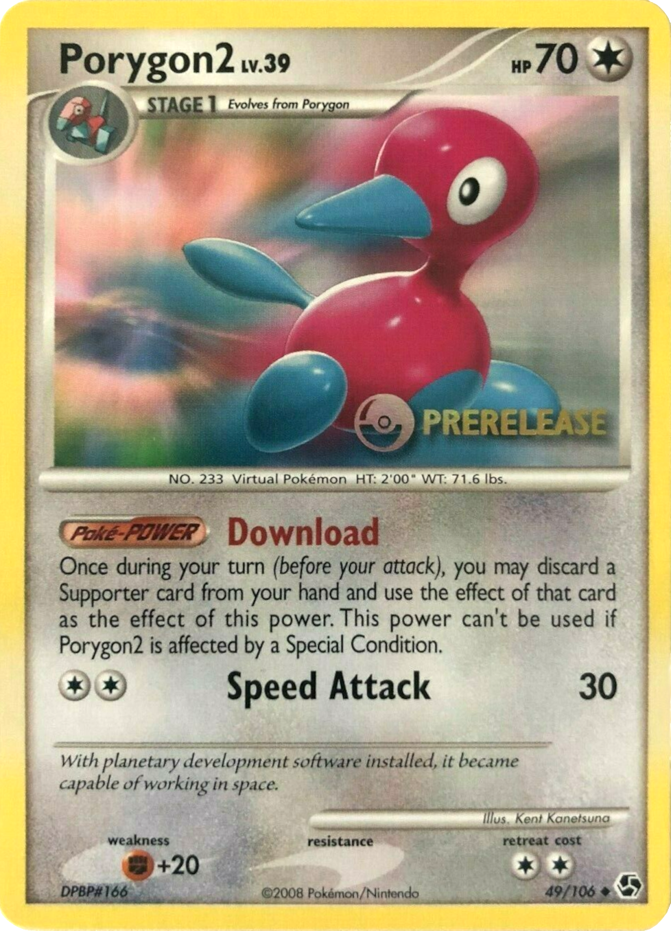 Porygon2 (49/106) (Prerelease Promo) [Diamond & Pearl: Black Star Promos] | Rock City Comics