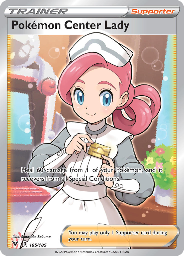 Pokemon Center Lady (185/185) [Sword & Shield: Vivid Voltage] | Rock City Comics